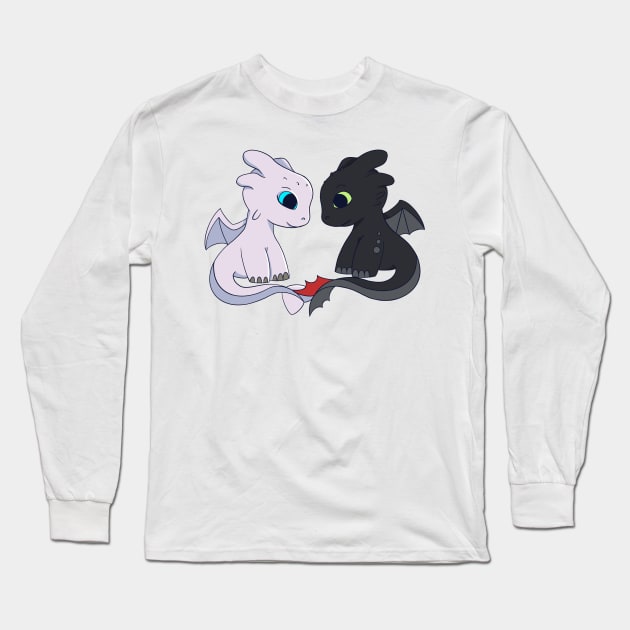 Couple Toothless & Light fury, How to train your dragon fanart, Dragons couple Long Sleeve T-Shirt by PrimeStore